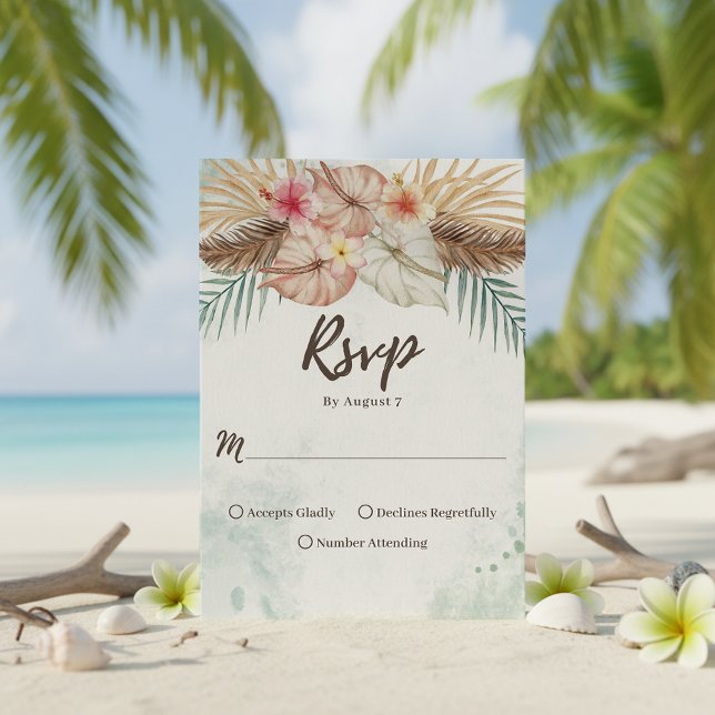 Cartons Réponse Tahiti | Mariage de destination de plage tropicale (Créateur téléchargé)