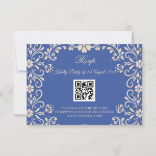 Cartons Réponse Talavera bleu mariage QR mexicain
