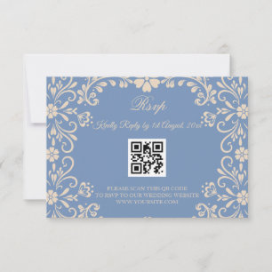 Cartons Réponse Talavera Mexicaine Bleu Clair Mariage QR