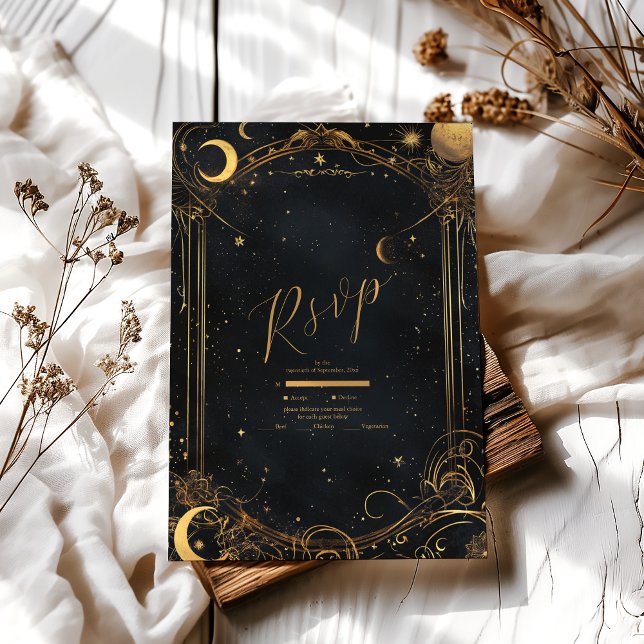 Cartons Réponse Tarot Céleste Mariage Soleil Lune Étoiles Or (Créateur téléchargé)