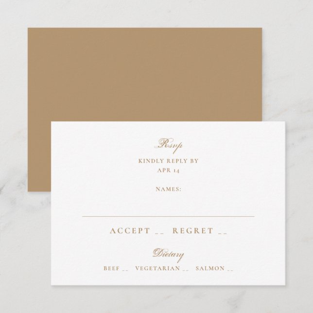 Cartons Réponse Taupe Formel Neutre Mariage (Devant / Derrière)