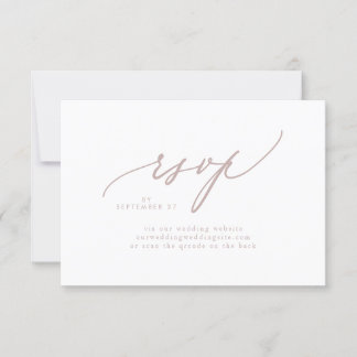 Cartons Réponse Taupe rose moderne blanc Mariage simple CODE QR