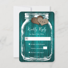 Cartons Réponse Teal Rustic Wood Mason Jar Fall Wedding