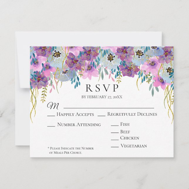 Cartons Réponse *~* Tenir les mains rose Fleurs Mariage blanc (Devant)