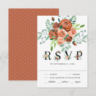 Cartons Réponse Terme brûlé Orange Rose Terracotta Floral Mariage