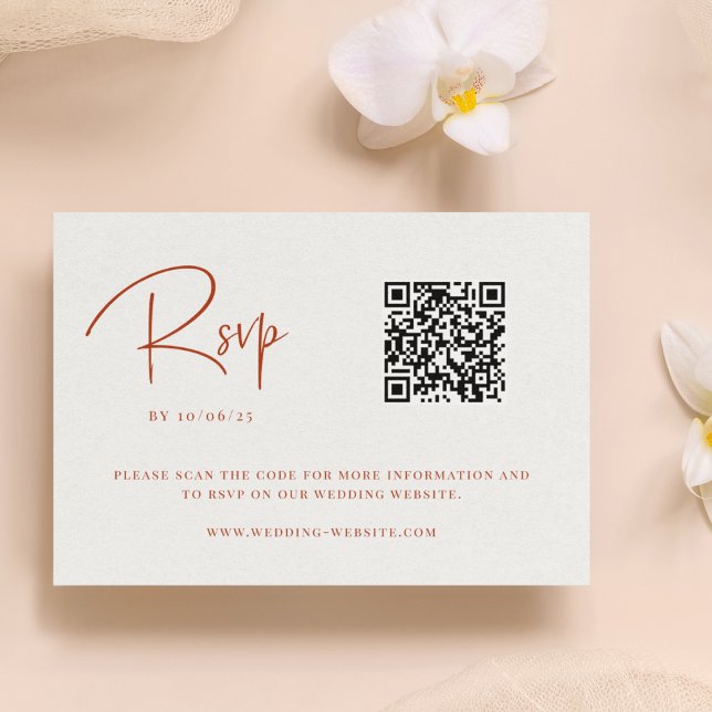 Cartons Réponse Terra Cotta Fall Floral Mariage QR Code (Créateur téléchargé)