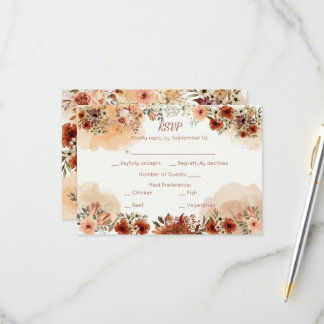 Cartons Réponse Terracotta Bohème Floral Automne Élégant Rustique