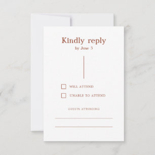 Cartons Réponse Terracotta Boho Lignes modernes Mariage orange brû