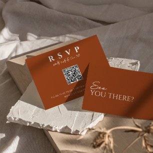 Cartons Réponse Terracotta Burnt Orange QR Code Mariage en ligne