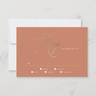 Cartons Réponse Terracotta Dusty Orange Elegant Boho Mariage Or