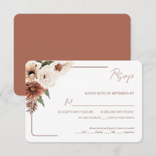 Cartons Réponse Terracotta Fall Floral Modern avec choix de repas