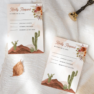 Cartons Réponse Terracotta Floral Desert Cactus Mariage