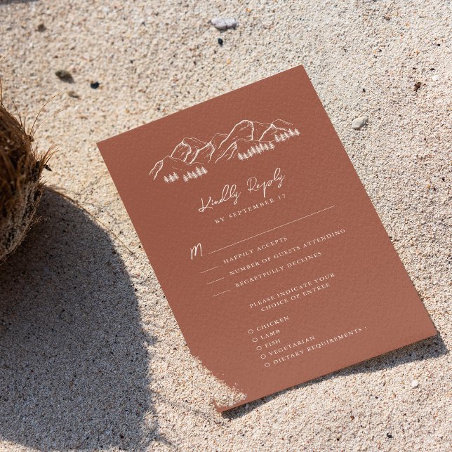 Cartons Réponse Terracotta Mountain Pine Tree Mariage extérieur (Créateur téléchargé)