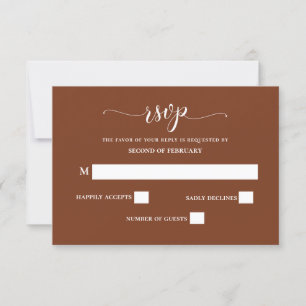 Cartons Réponse Terracotta Rustic Burange Mariage moderne Orange