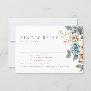 Cartons Réponse Terracotta Turquoise Neutre Aquarelle mariage flor