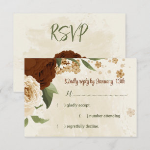 Cartons Réponse terre cuite tonalité de terre mariage vert fleuri