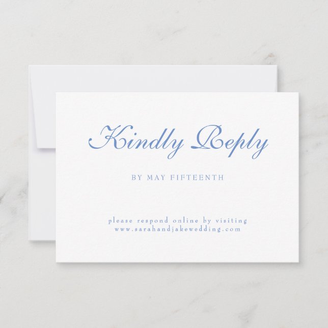 Cartons Réponse Texte Bleu Mariage Blanc (Devant)