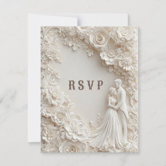 Cartons Réponse Thème de mariage du marié et de la mariée avec une