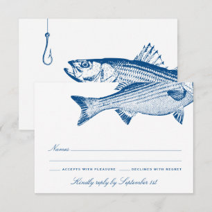 Cartons Réponse Thème de pêche au bar rayé Mariage élégant
