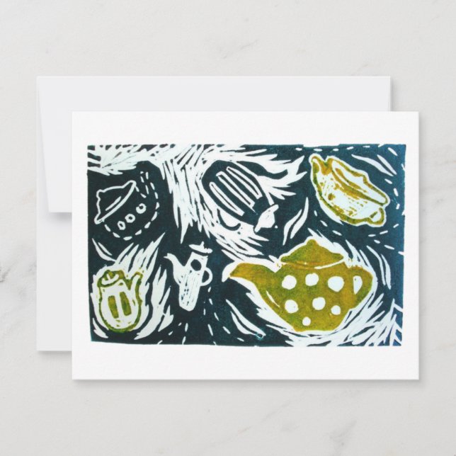 Cartons Réponse Thés et Petites Conversations Linogravure (Devant)