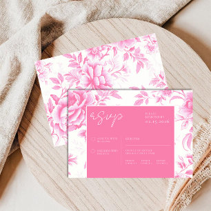 Cartons Réponse Toile Blanche Rose Floral De Jouy