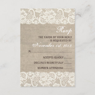 Cartons Réponse Toile de jute rustique de sembler de dentelle