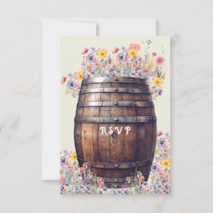 Cartons Réponse Tonneau de Whisky Bois Rustique Fleurs de Printemp
