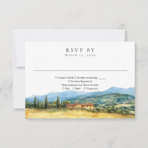 Cartons Réponse Toscane Italie Rustique Campagne Aquarelle Mariage