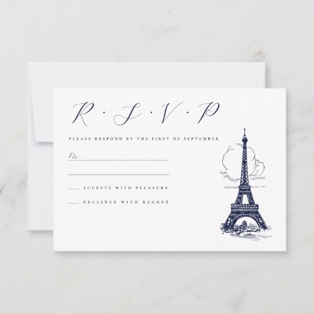 Cartons Réponse Tour Eiffel Classy Mariage d'illustration (Devant)
