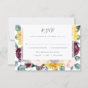 Cartons Réponse Tournesol Eucalyptus Bourgogne Blush FlorMariage