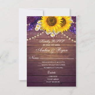 Cartons Réponse Tournesol jaune violet russe Floral Country Barn