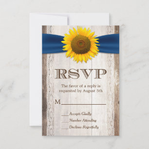 Cartons Réponse Tournesol Marine Ribbon Lace Rustique Barne Bois R