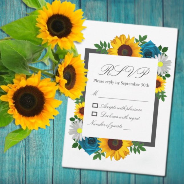 Cartons Réponse Tournesol Rose Daisy Fleurs de Mariage (Créateur téléchargé)