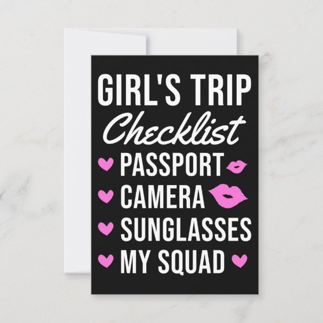 Cartons Réponse Travel Art Girls Trip Checklist (Devant)