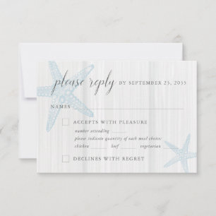 Cartons Réponse Tropical Beach Starfish Rustic Blue Meal Choice