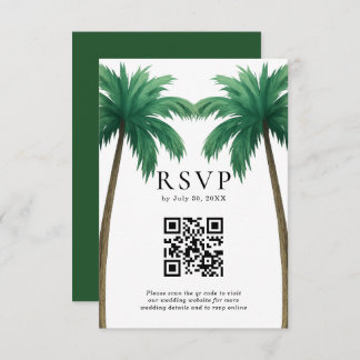 Cartons Réponse Tropical Palm Trees Minimal Beach Wedding QR Code
