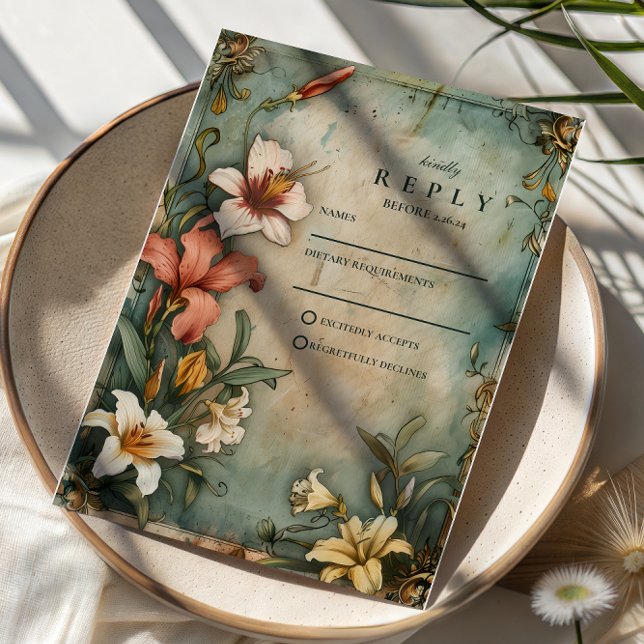 Cartons Réponse Tropical Vintage Garden Wedding (Créateur téléchargé)