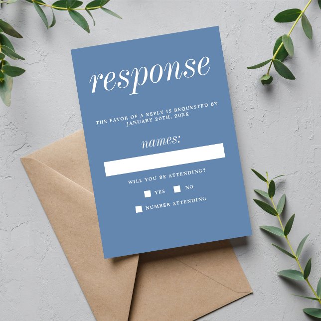 Cartons Réponse True Simplicité 2 Denim Blue Minimalist Mariage (Créateur téléchargé)