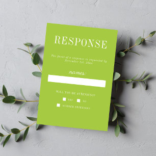 Cartons Réponse True Simplicité 6 Chartreuse Minimaliste Mariage