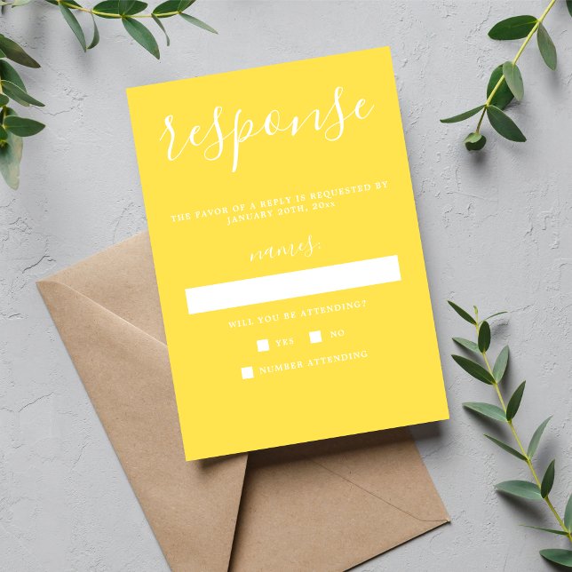 Cartons Réponse True Simplicity 1 Sunflower Jaune Minimal Mariage (Créateur téléchargé)