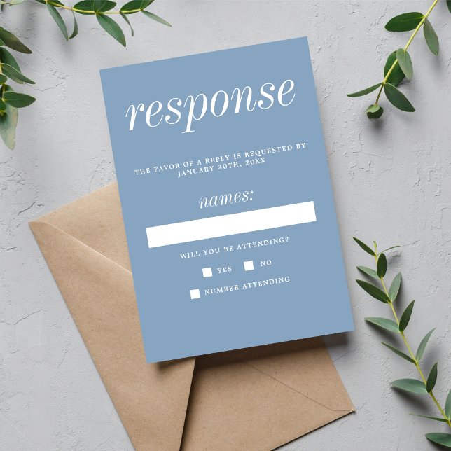 Cartons Réponse True Simplicity 2 Glacier Blue Minimalist Wedding (Créateur téléchargé)