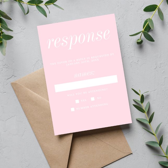 Cartons Réponse True Simplicity 2 Primrose Pink Minimalist Wedding (Créateur téléchargé)