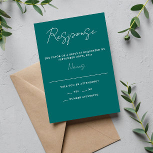 Cartons Réponse True Simplicity 3 Script Minimal Mariage Turquoise