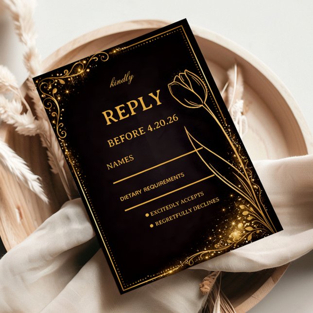 Cartons Réponse Tulipe dorée Luxe Étincelle (Créateur téléchargé)