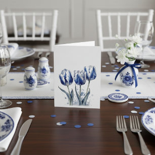 Cartons Réponse Tulipes en Delft Blue personnalisables