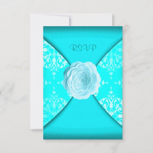 Cartons Réponse Turquoise Damask Rose Turquoise Bleu Toutes les oc (Devant)