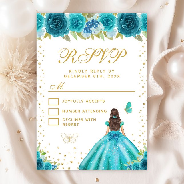 Cartons Réponse Turquoise Floral Brunette Hair Princesse Sweet six (Créateur téléchargé)