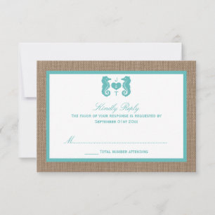 Cartons Réponse Turquoise Seahorse Burlap Beach Wedding Collection