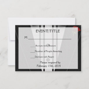 Cartons Réponse Tuxedo avec Monogramme de Cravate Bow