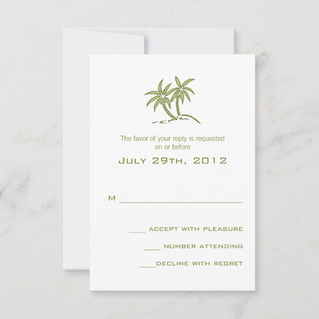 Cartons Réponse Twin Palm Trees Green Tropical Beach Mariage (Devant)